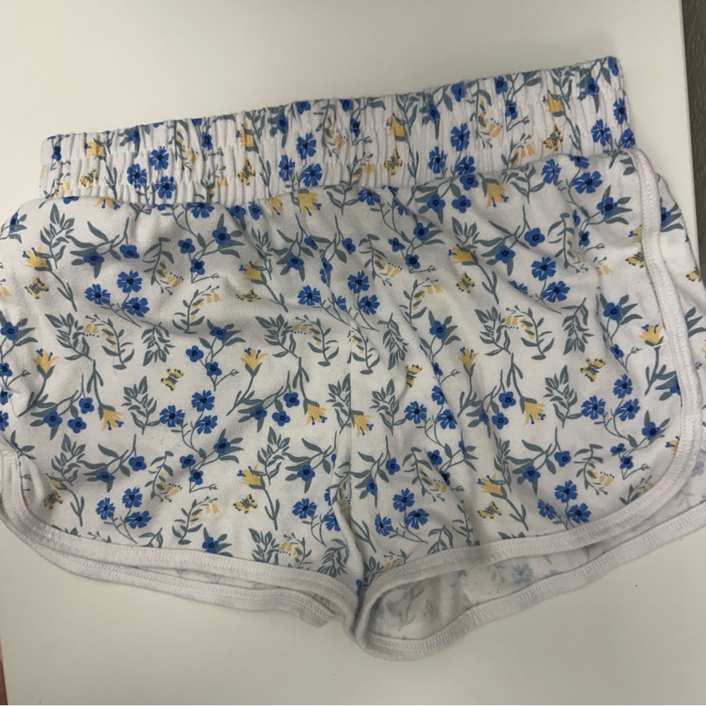 Wonder Nation Girls Shorts White and Blue with Floral Design Size M (7/8)
